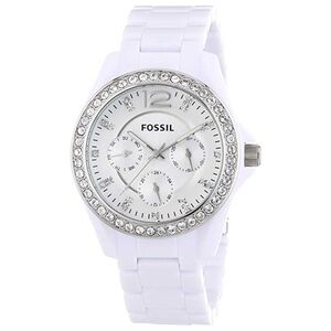 Fossil White Women's Watch will silver details and bling.